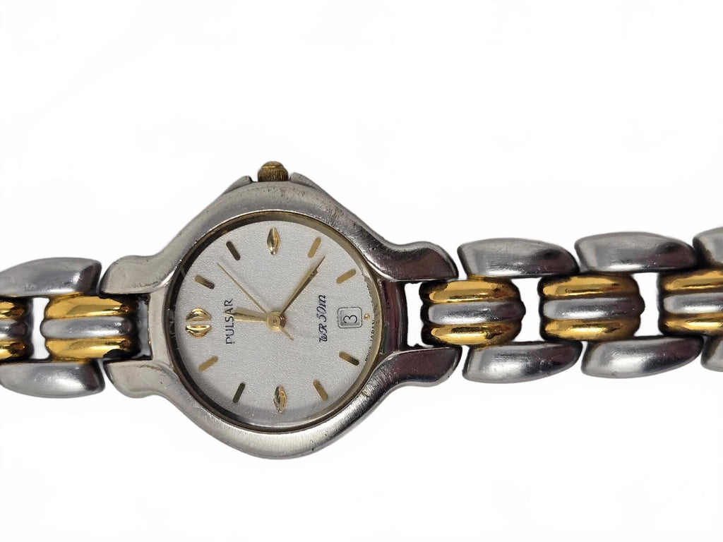 Vintage Pulsar Two-Tone Stainless Steel Women's Dress Watch with White Dial