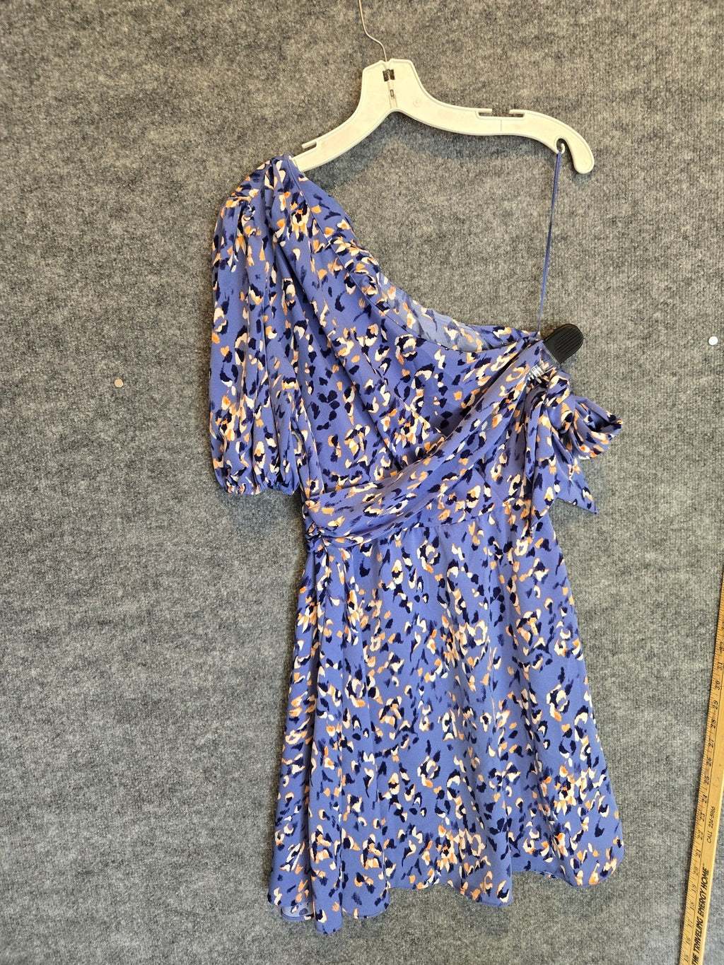 Nine West One-Shoulder Fit & Flare Dress Blue Animal Print size small