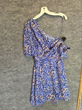 Nine West One-Shoulder Fit & Flare Dress Blue Animal Print size small