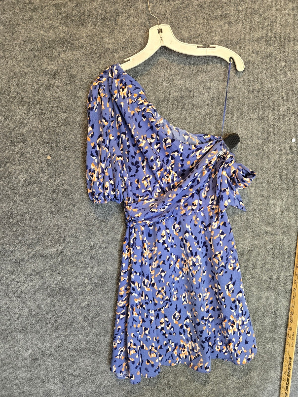 Nine West One-Shoulder Fit & Flare Dress Blue Animal Print size small