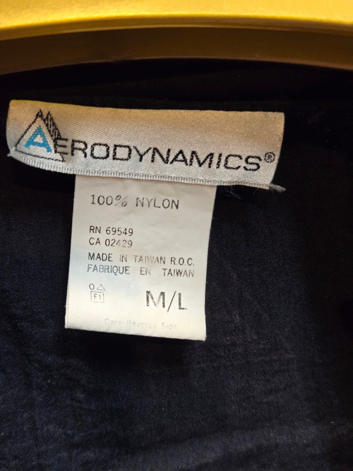 Aerodynamics Black Nylon Lightweight Jacket with Neon Yellow and Red Zippers M/L