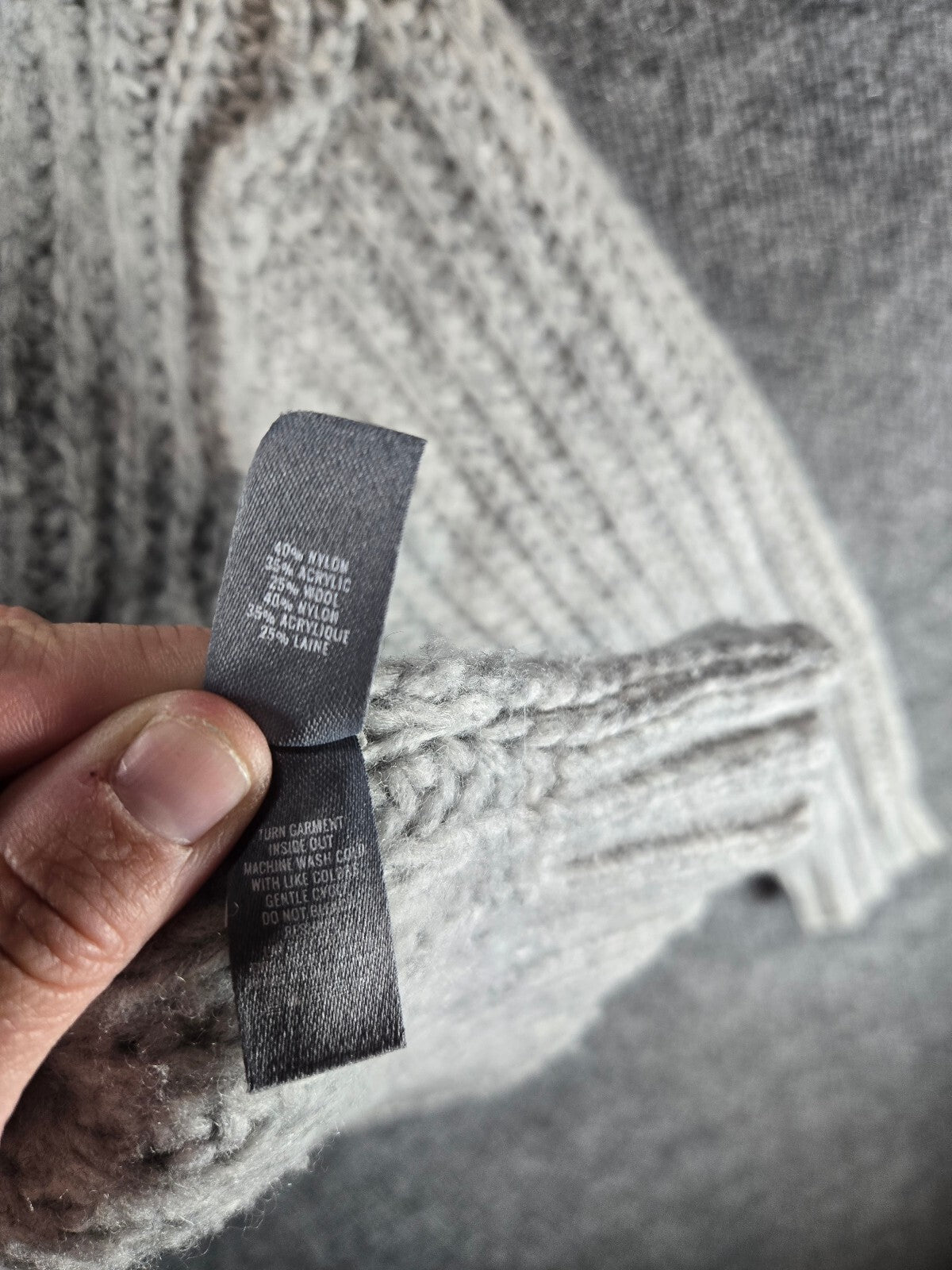 Gray Knit Turtleneck Sweater, Medium