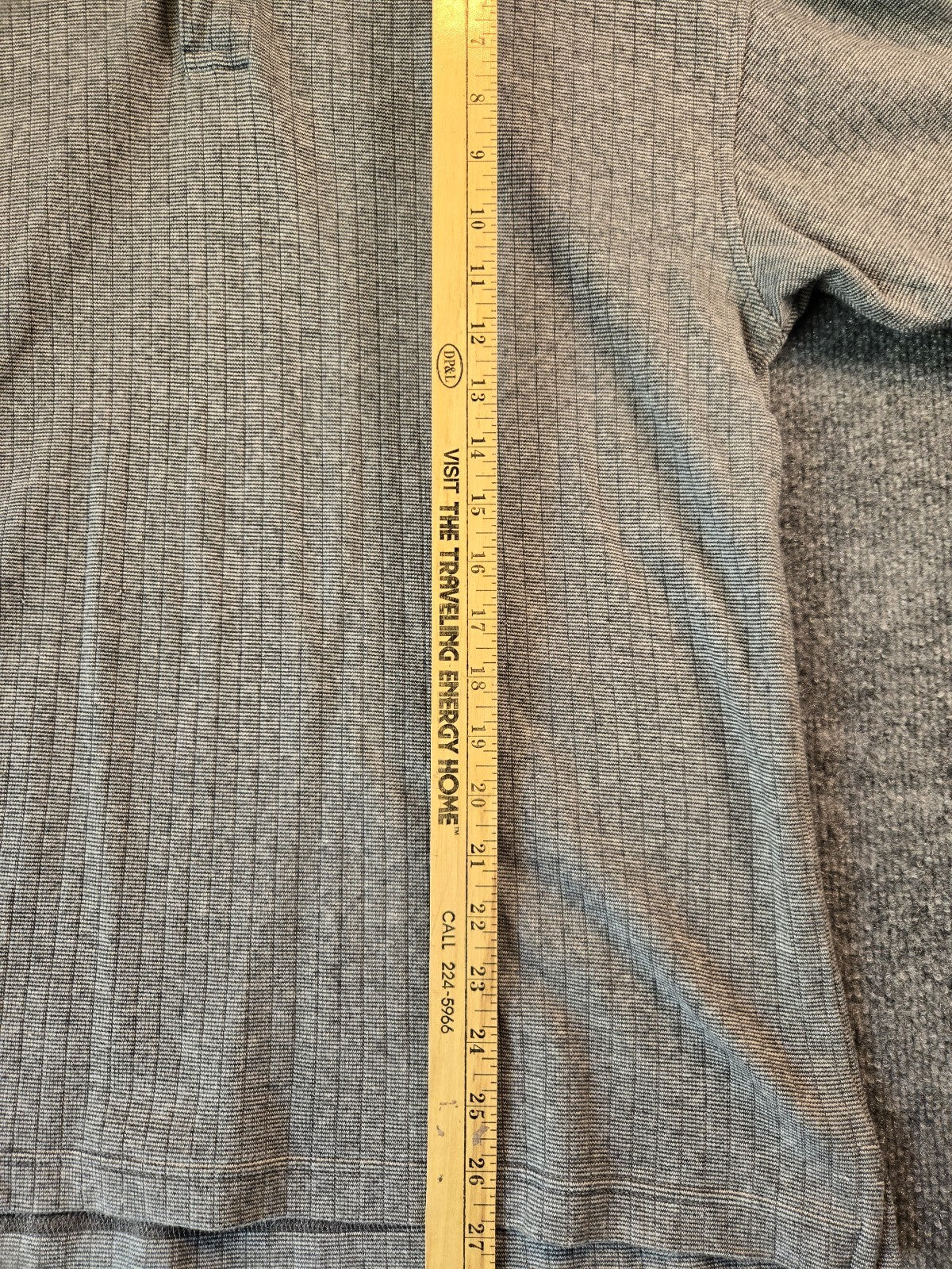 Vintage River Trader Knit Polo Shirt Mens Large L Gray Micro Stripe Cotton 80s
