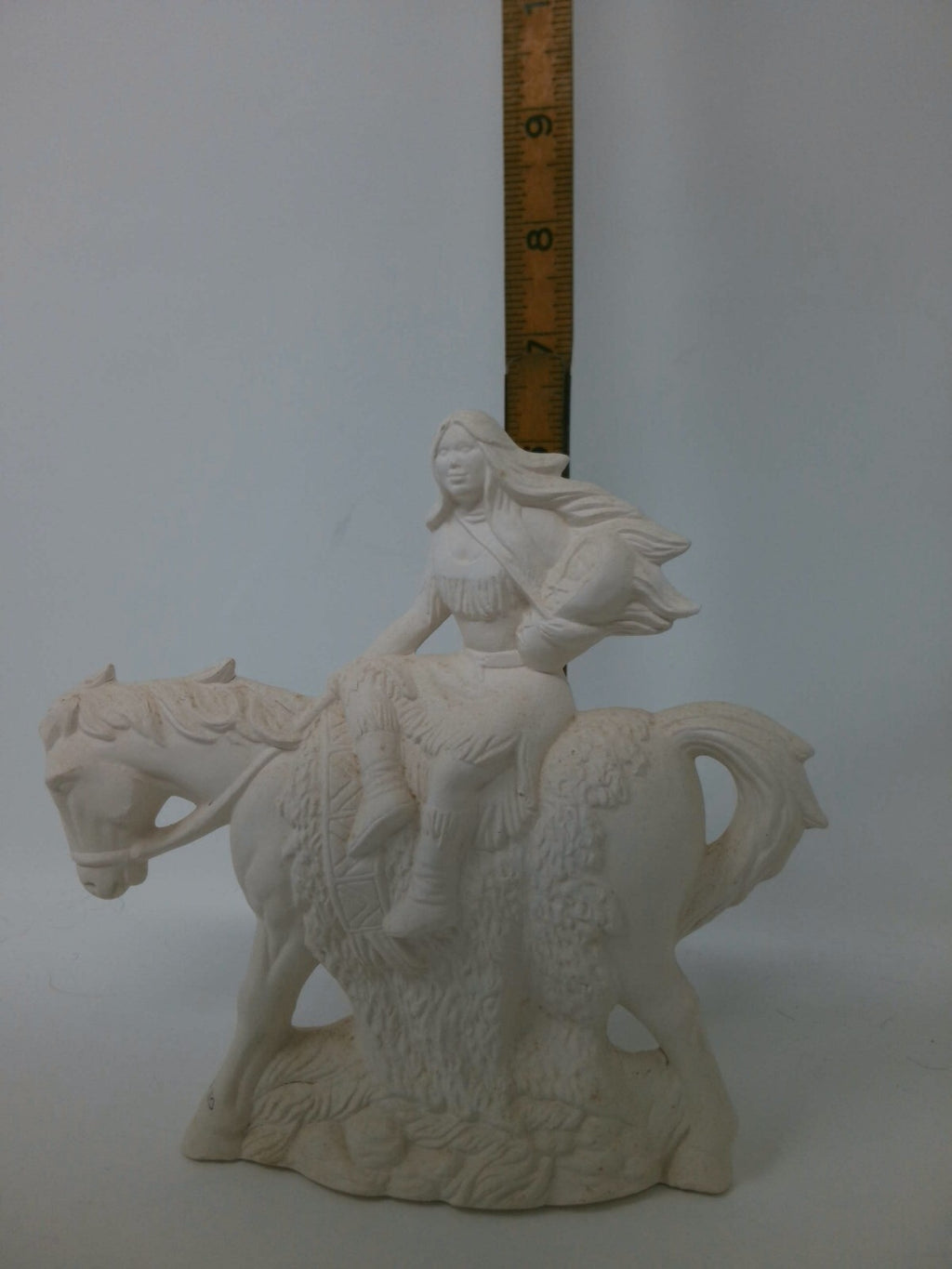 Vintage Hershey Mold 334 Native American Woman on Horse Ceramic Bisque unpainted