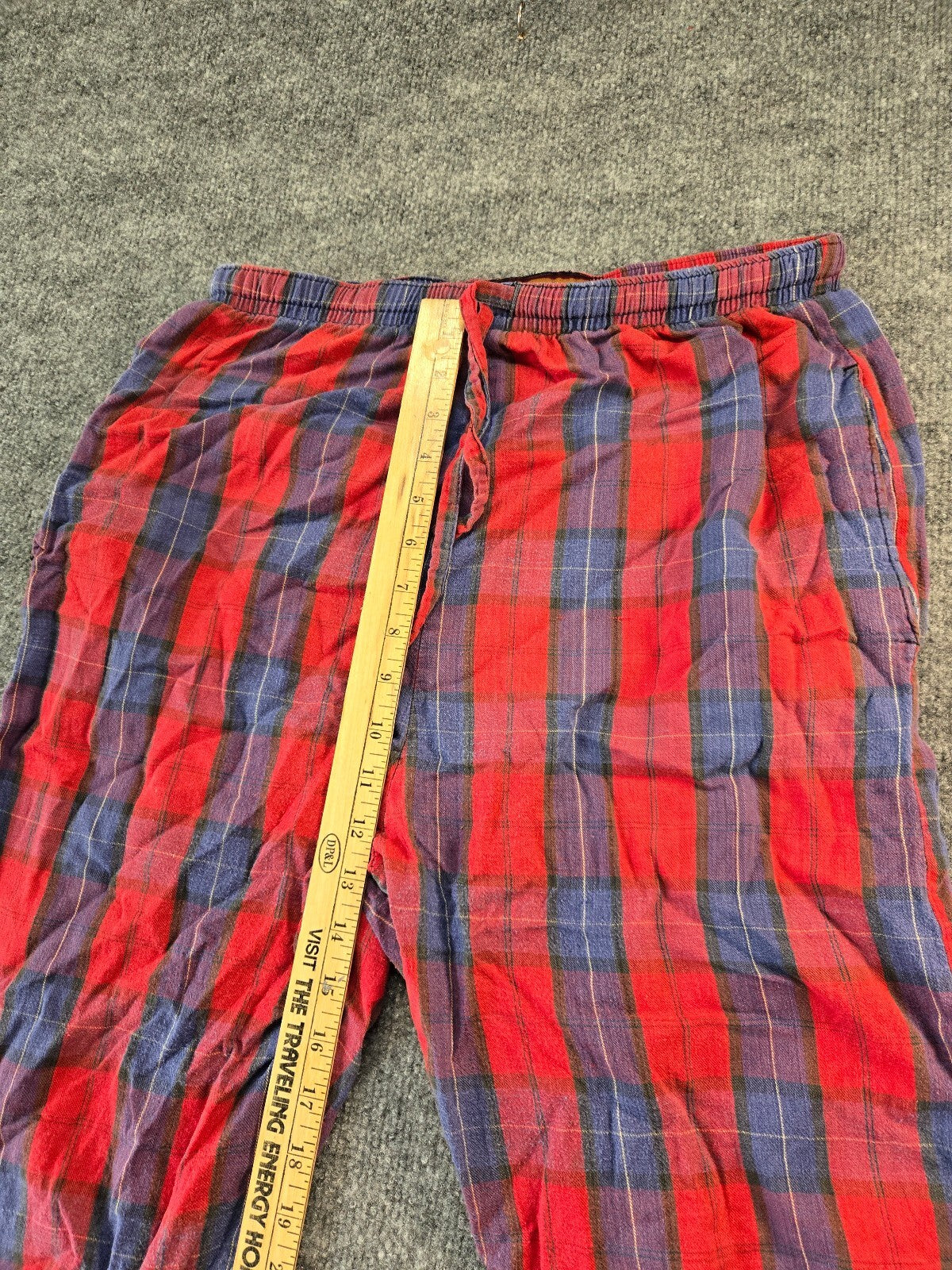 Red and Blue Plaid Lounge Pants with Drawstring Waist