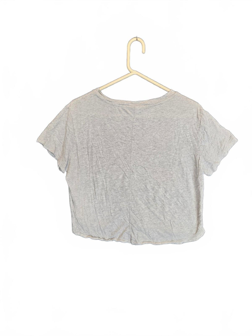 Light Gray Melange Raw Hem Cropped T-Shirt Size M Relaxed Fit Crewneck