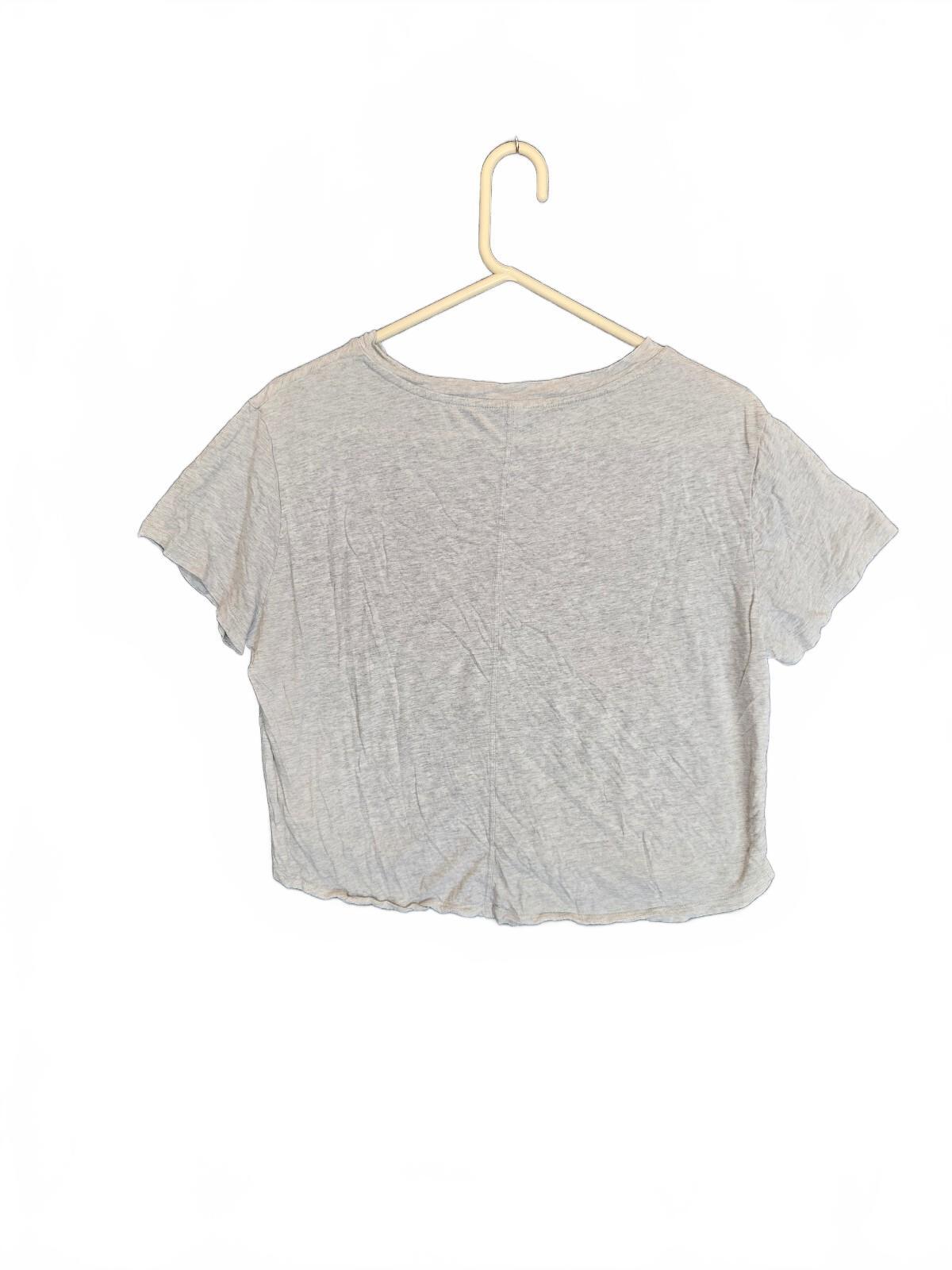Light Gray Melange Raw Hem Cropped T-Shirt Size M Relaxed Fit Crewneck
