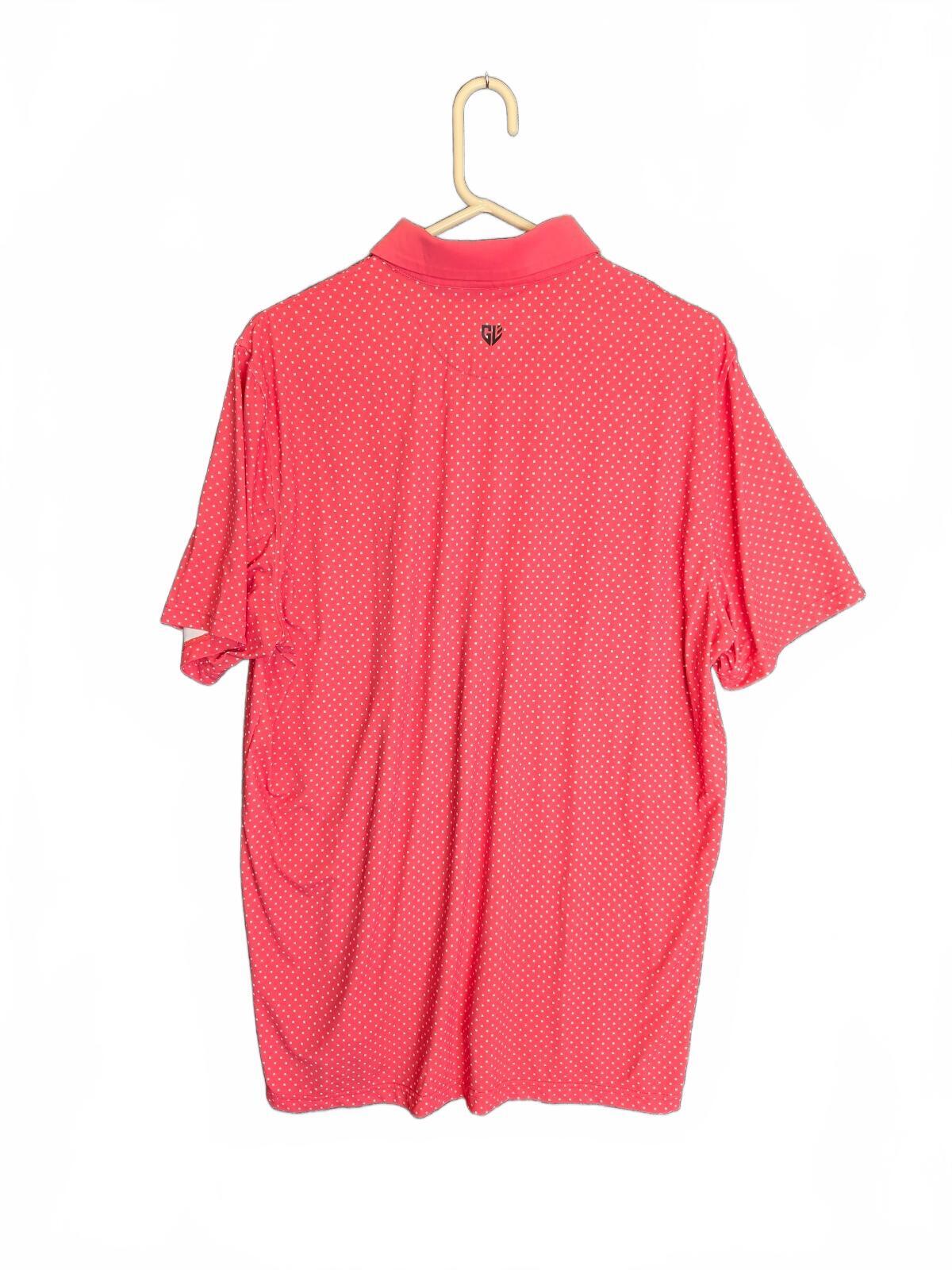 Graham Luxe 1764 Golf Men's Large Coral Pink Geo Square Dot Performance Polo