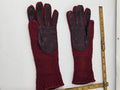 Vintage Maroon Knit Gloves Genuine Leather Palms WPL 6931 Ladies One Size