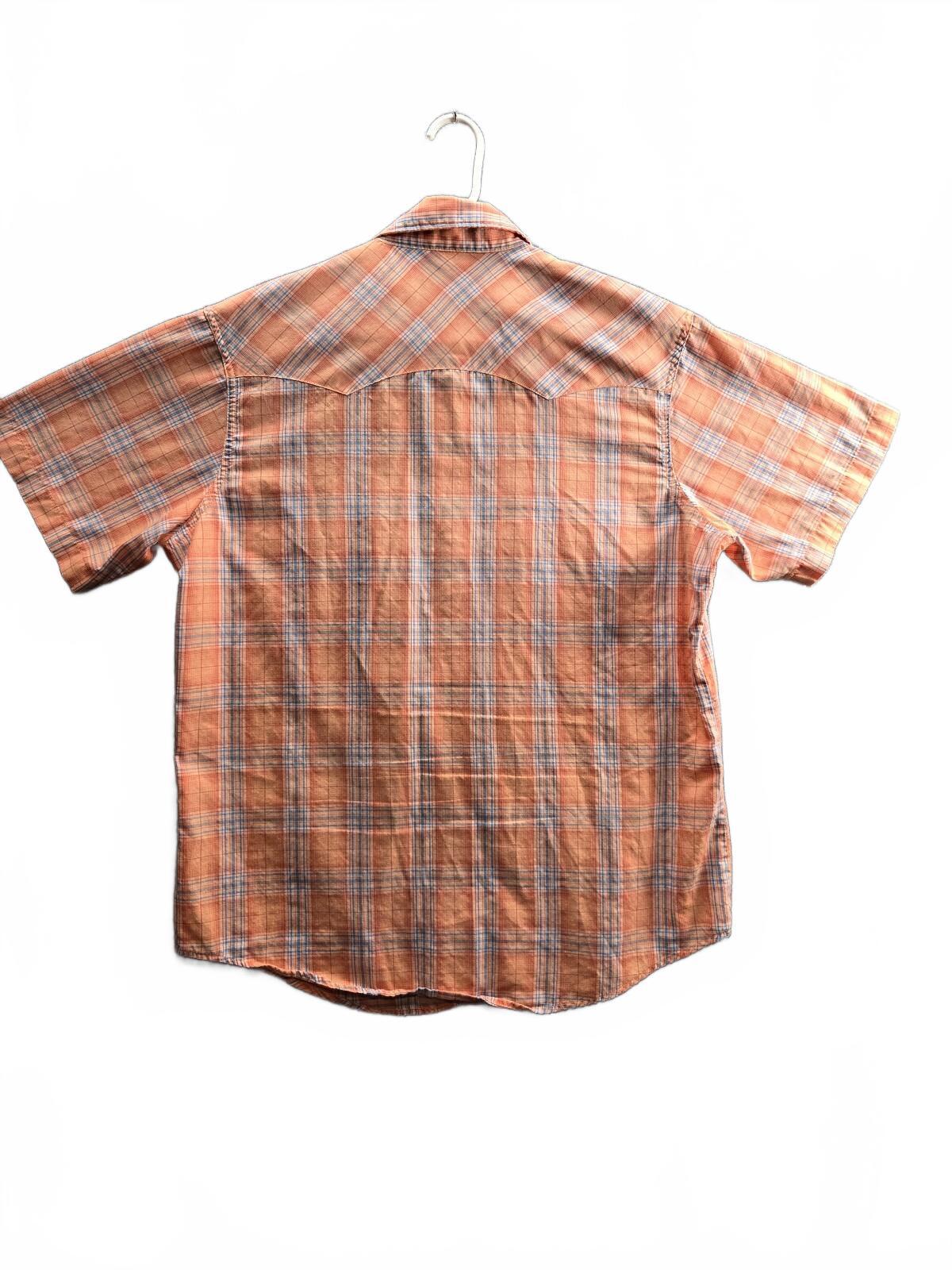 Wrangler Orange Plaid Short Sleeve Button-Up Shirt