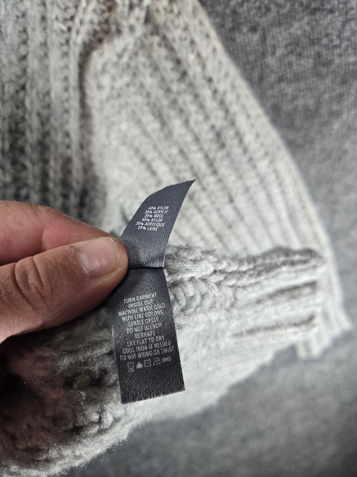 Gray Knit Turtleneck Sweater, Medium