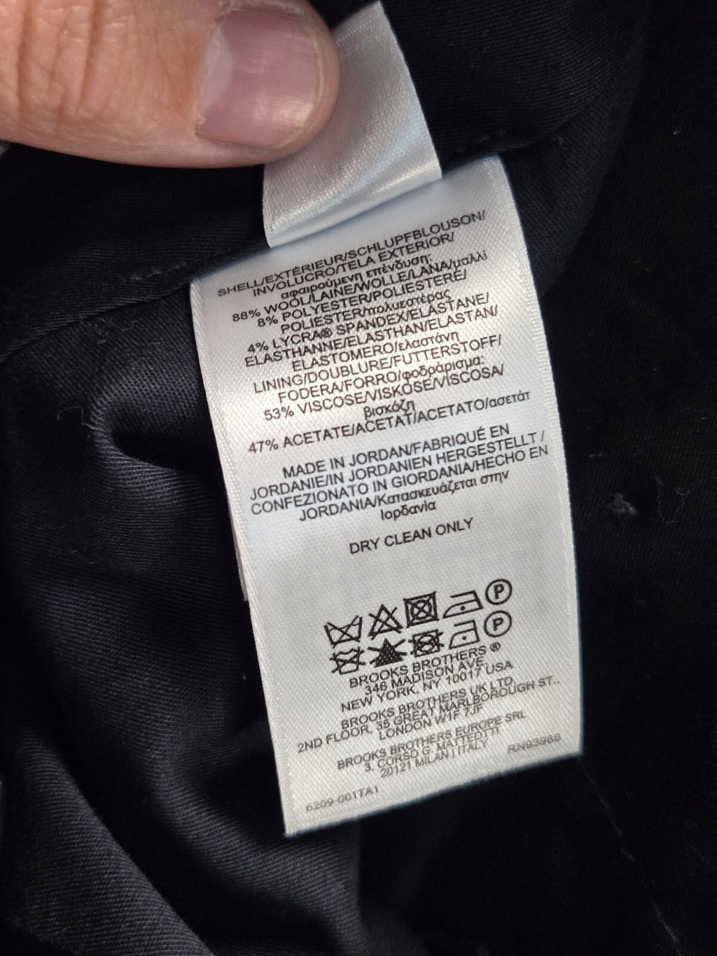 Brooks Brothers Men's Black Dress Pants W37 L32 Made in Jordan