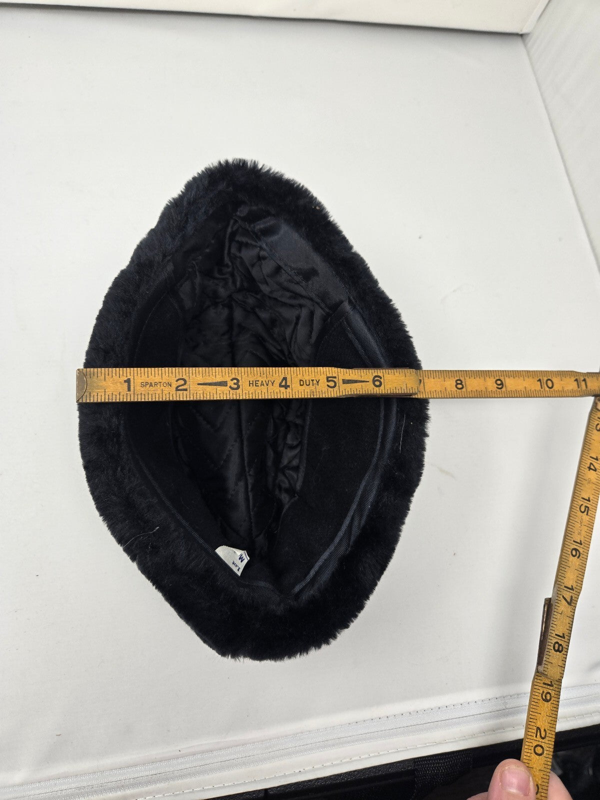 Vintage Black Faux Fur Cossack Hat Russian Ambassador Pillbox Winter Cap Medium
