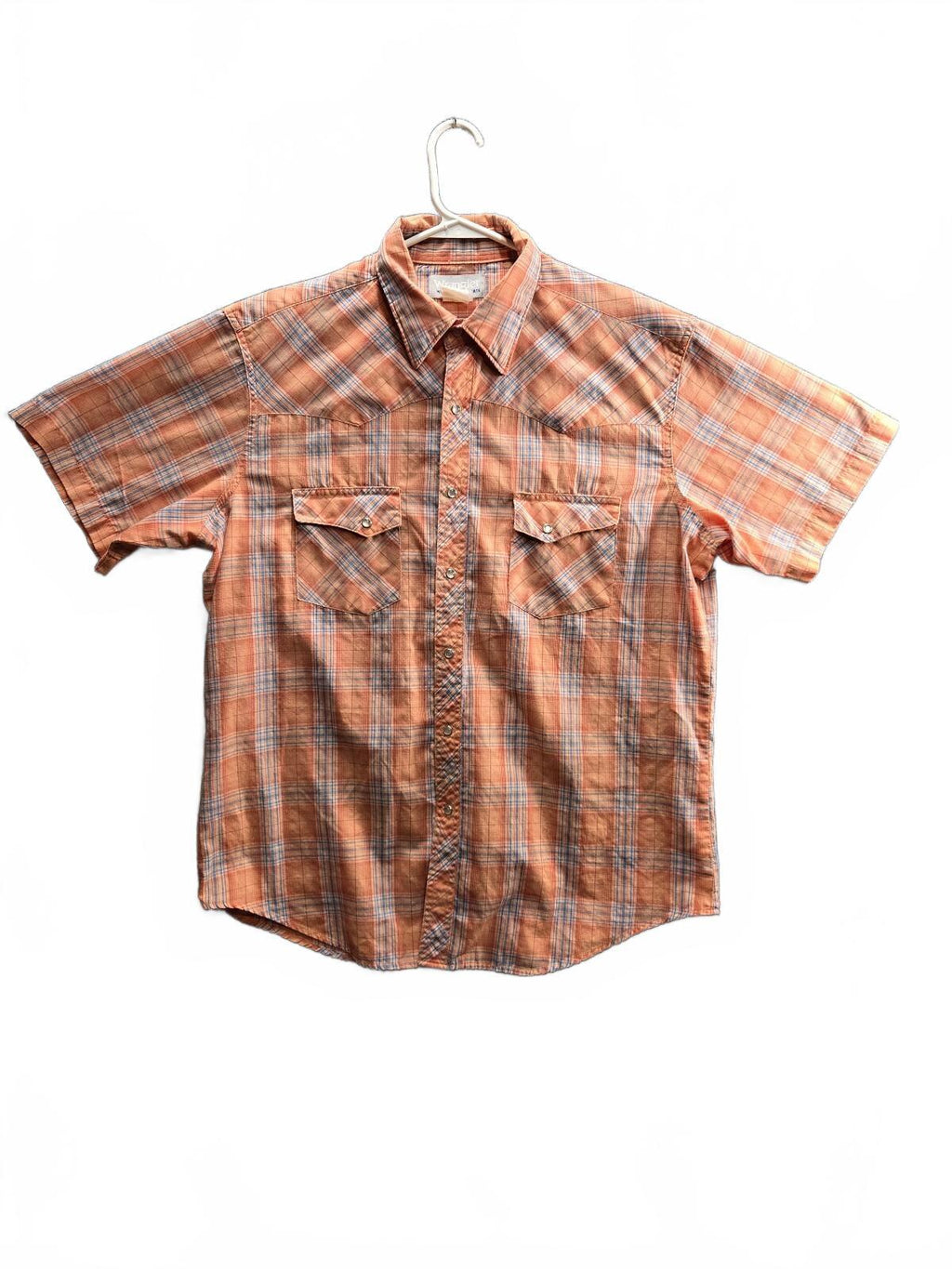 Wrangler Orange Plaid Short Sleeve Button-Up Shirt