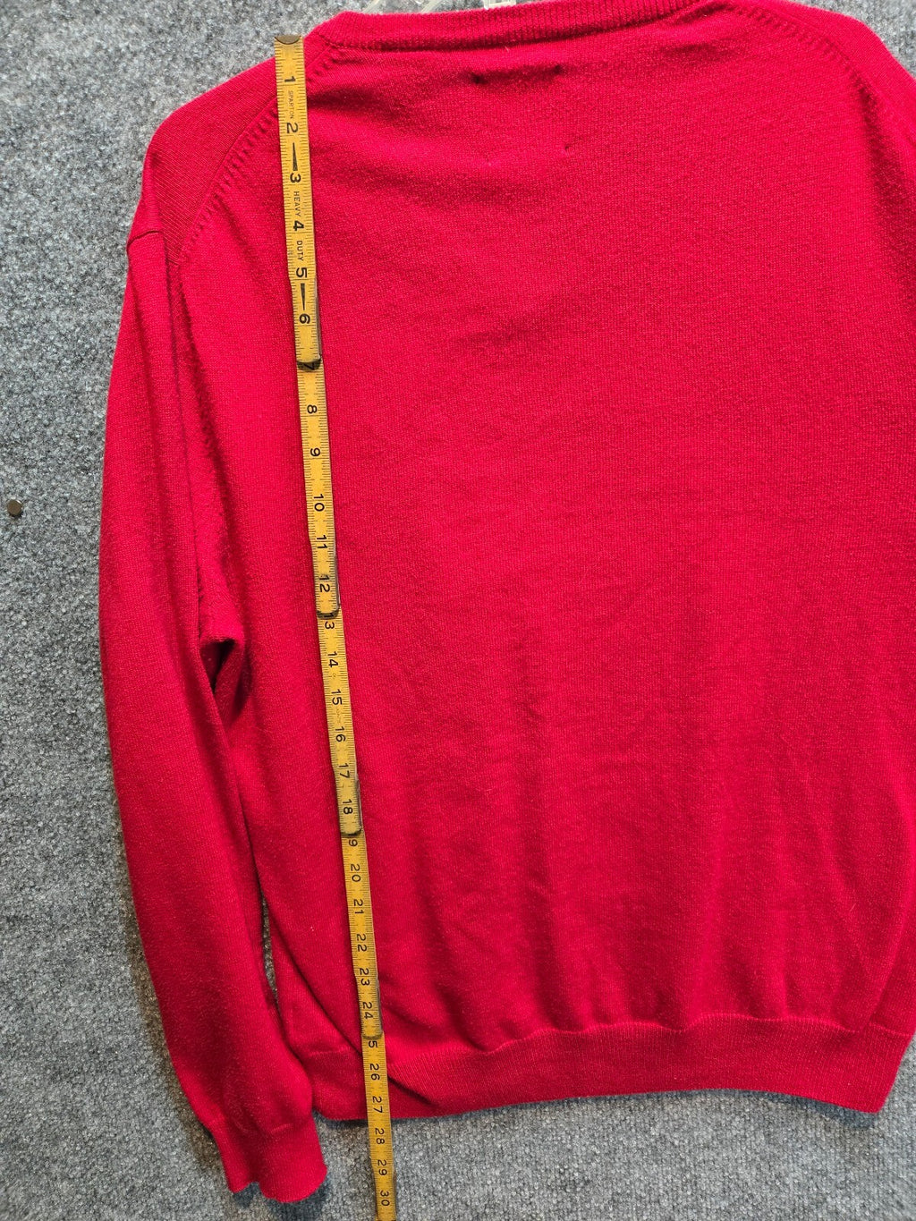 Chaps Mens Sweater Size M Red Fine Gauge V Neck Cotton Blend Long Sleeve