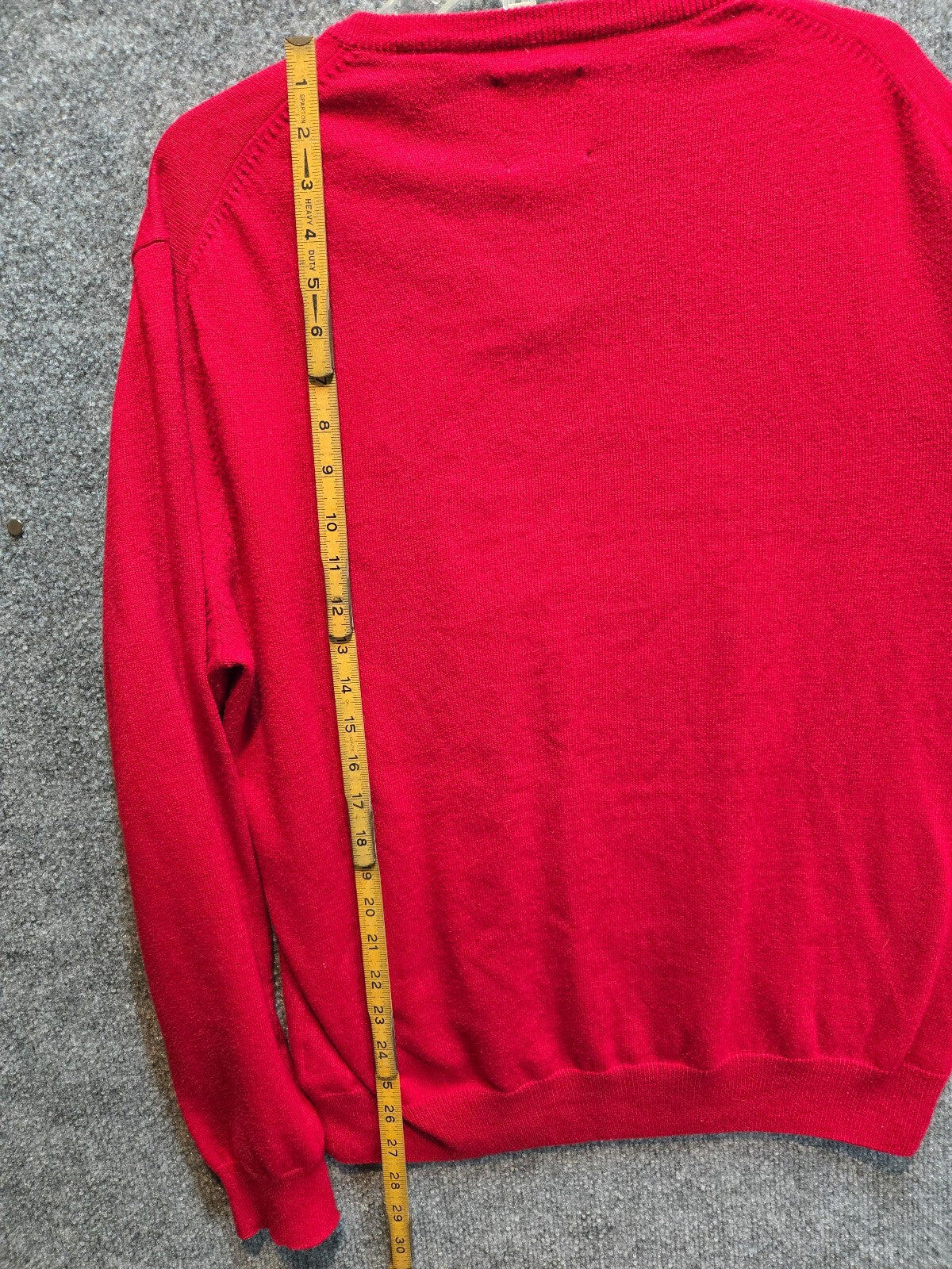 Chaps Mens Sweater Size M Red Fine Gauge V Neck Cotton Blend Long Sleeve