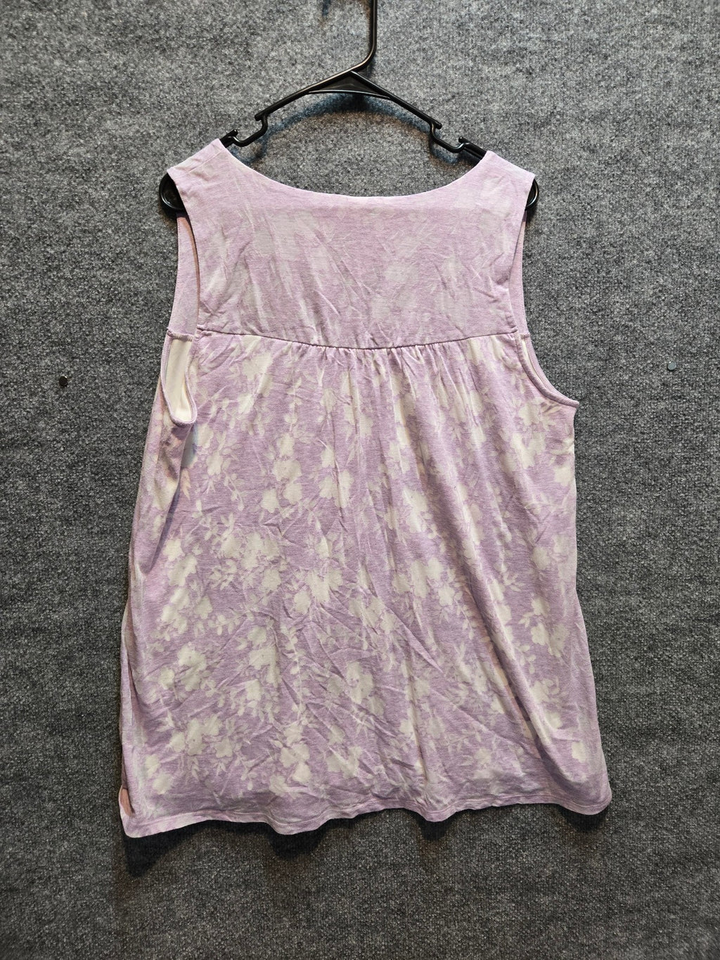 J. Jill Purple Floral Knit Tank Top Sleeveless Ruched Scoop Neck Size xl