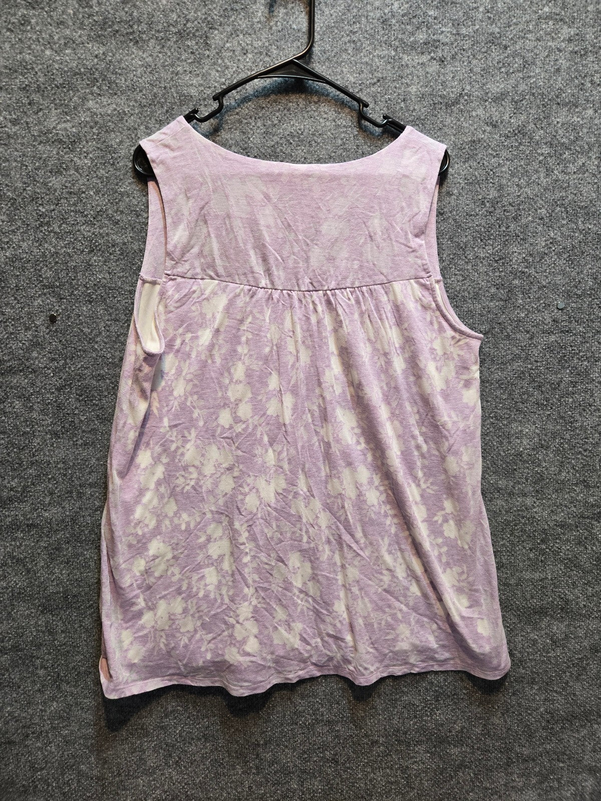 J. Jill Purple Floral Knit Tank Top Sleeveless Ruched Scoop Neck Size xl