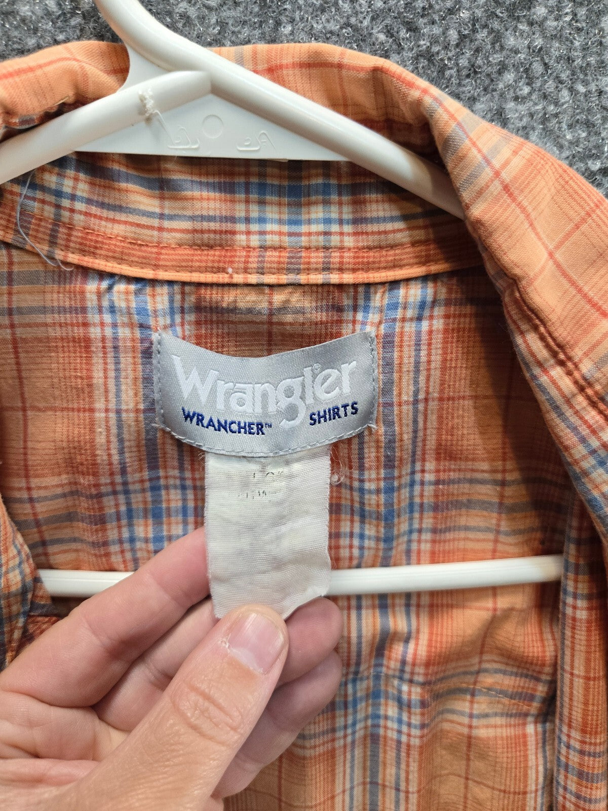 Wrangler Orange Plaid Short Sleeve Button-Up Shirt