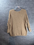 Intimately Free People Around The Clock Ribbed Knit Button Cuff Tunic Sweater Camel XS