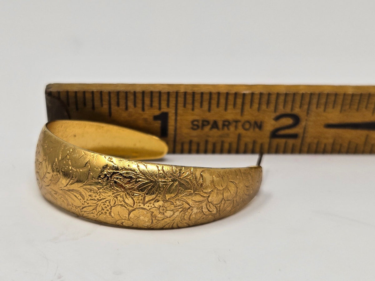 Vintage Montana Silversmiths Gold-Plated Engraved Western Filigree Floral Wide
