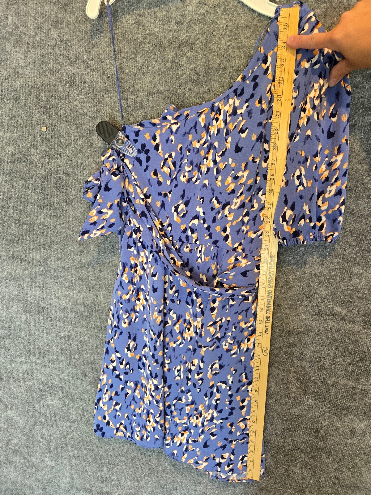 Nine West One-Shoulder Fit & Flare Dress Blue Animal Print size small