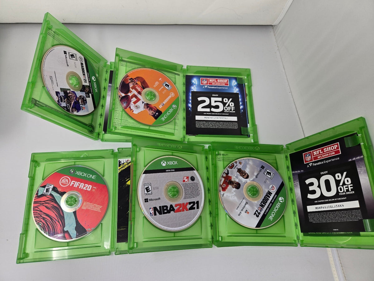 Xbox One Sports Game Lot of 5 - Madden 20, 21, 22, NBA 2K21, FIFA 20