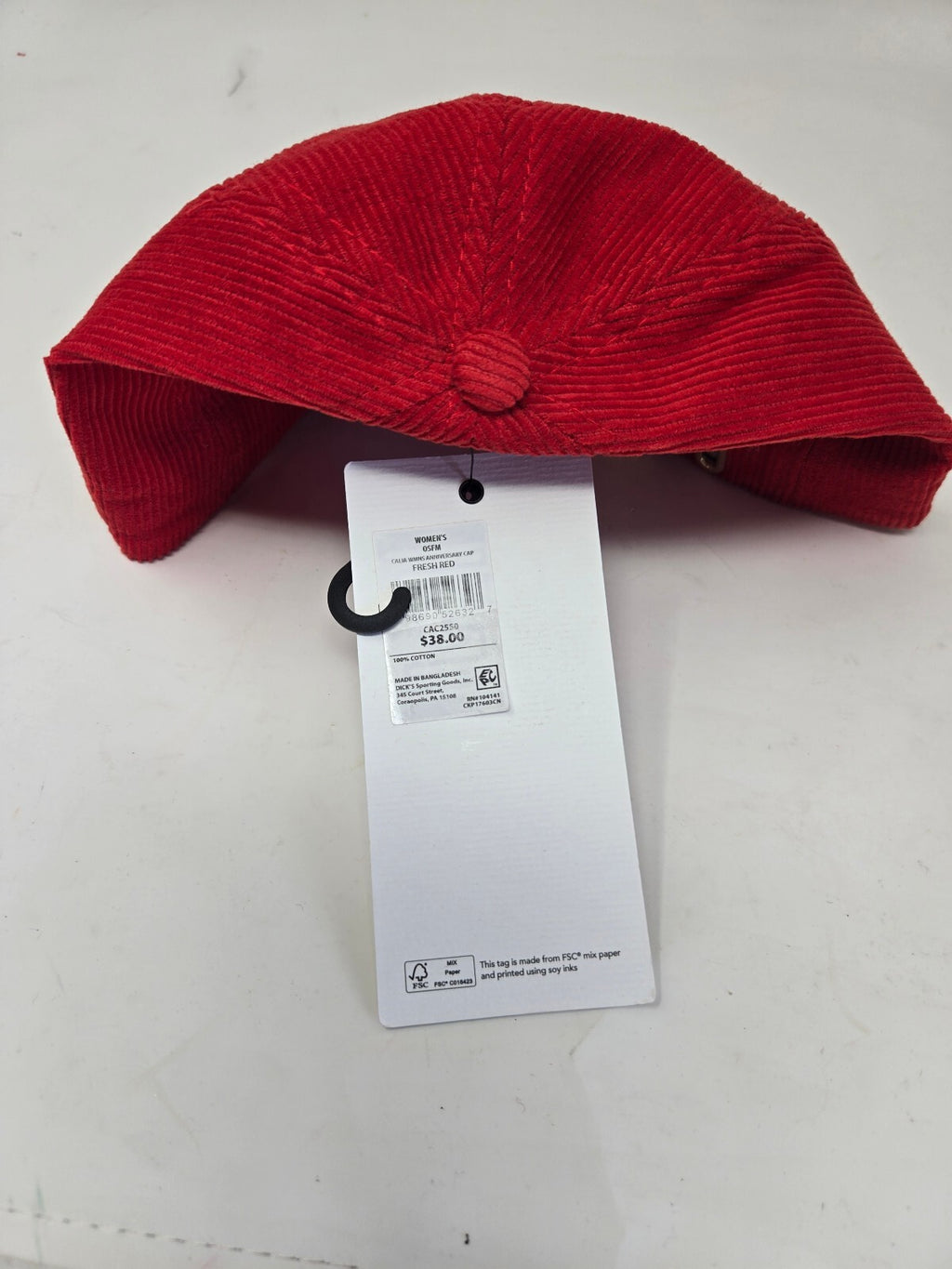 CALIA Red Corduroy women's Baseball Cap with Adjustable Strap