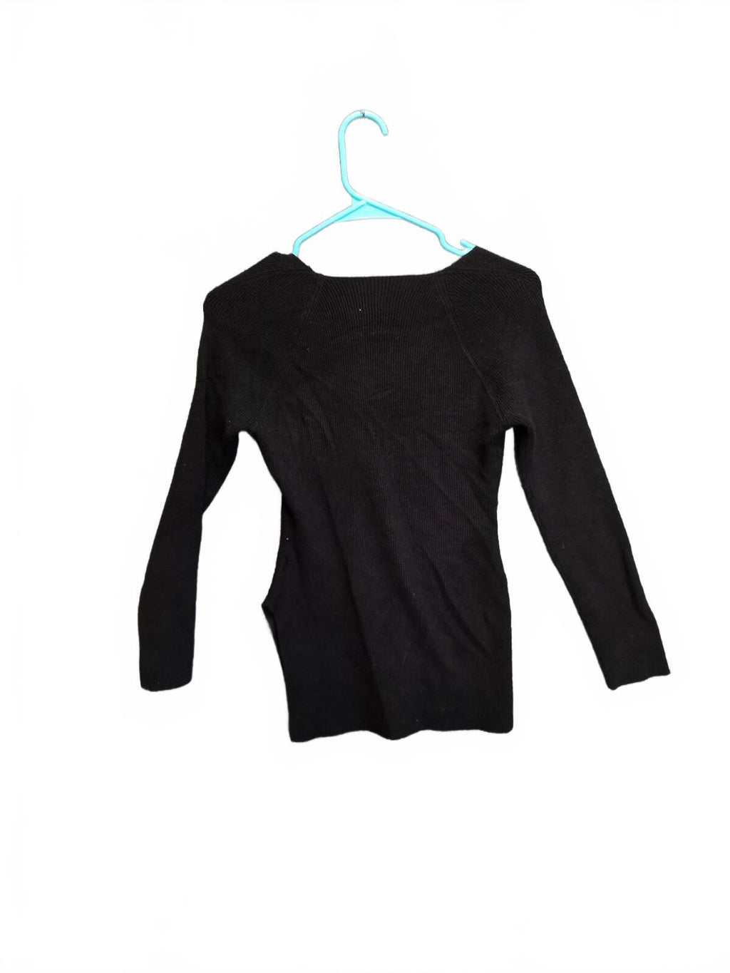 SHEIN Black Ribbed Knit Sweetheart Neckline Long Sleeve Sweater Top Size Medium
