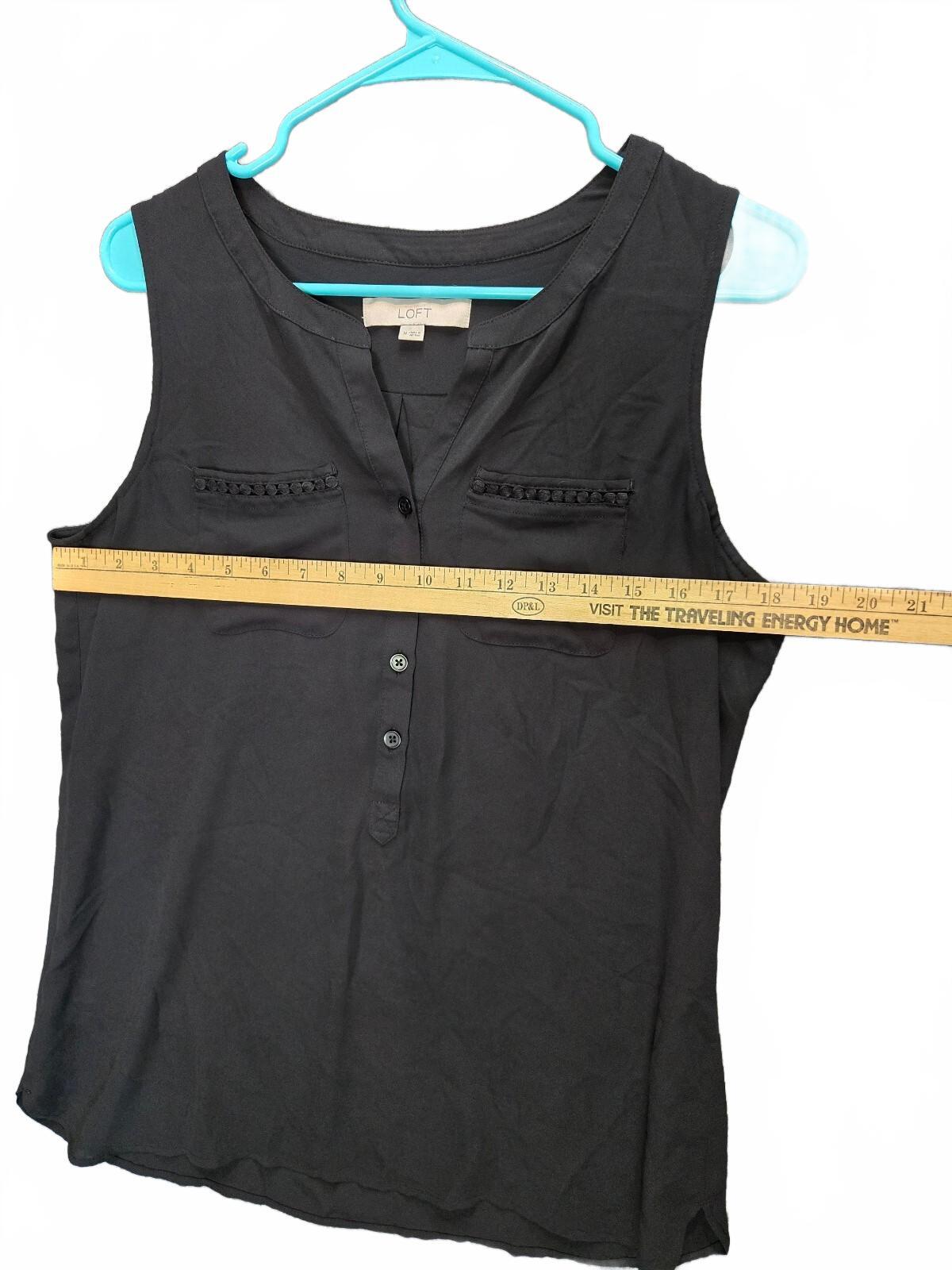 LOFT Women's Black Sleeveless Henley Top Size Small