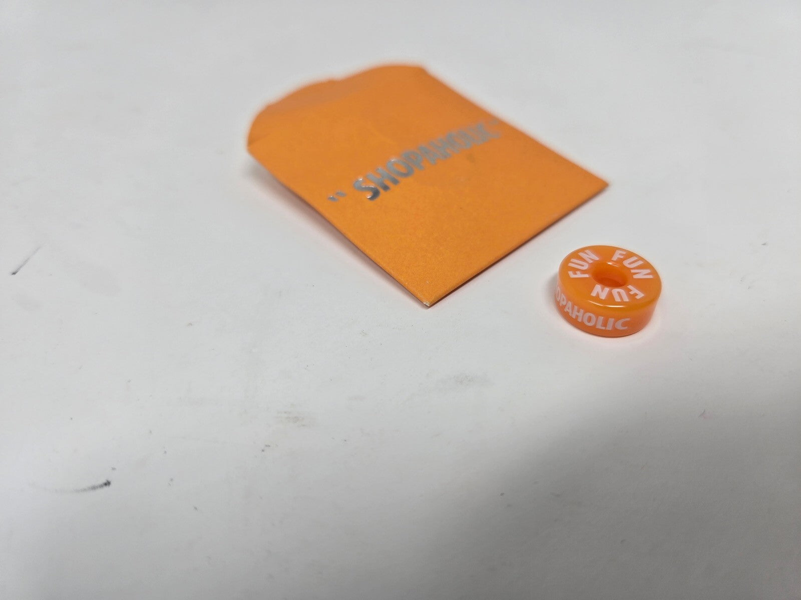 Shopaholic Orange FUN Button Charm