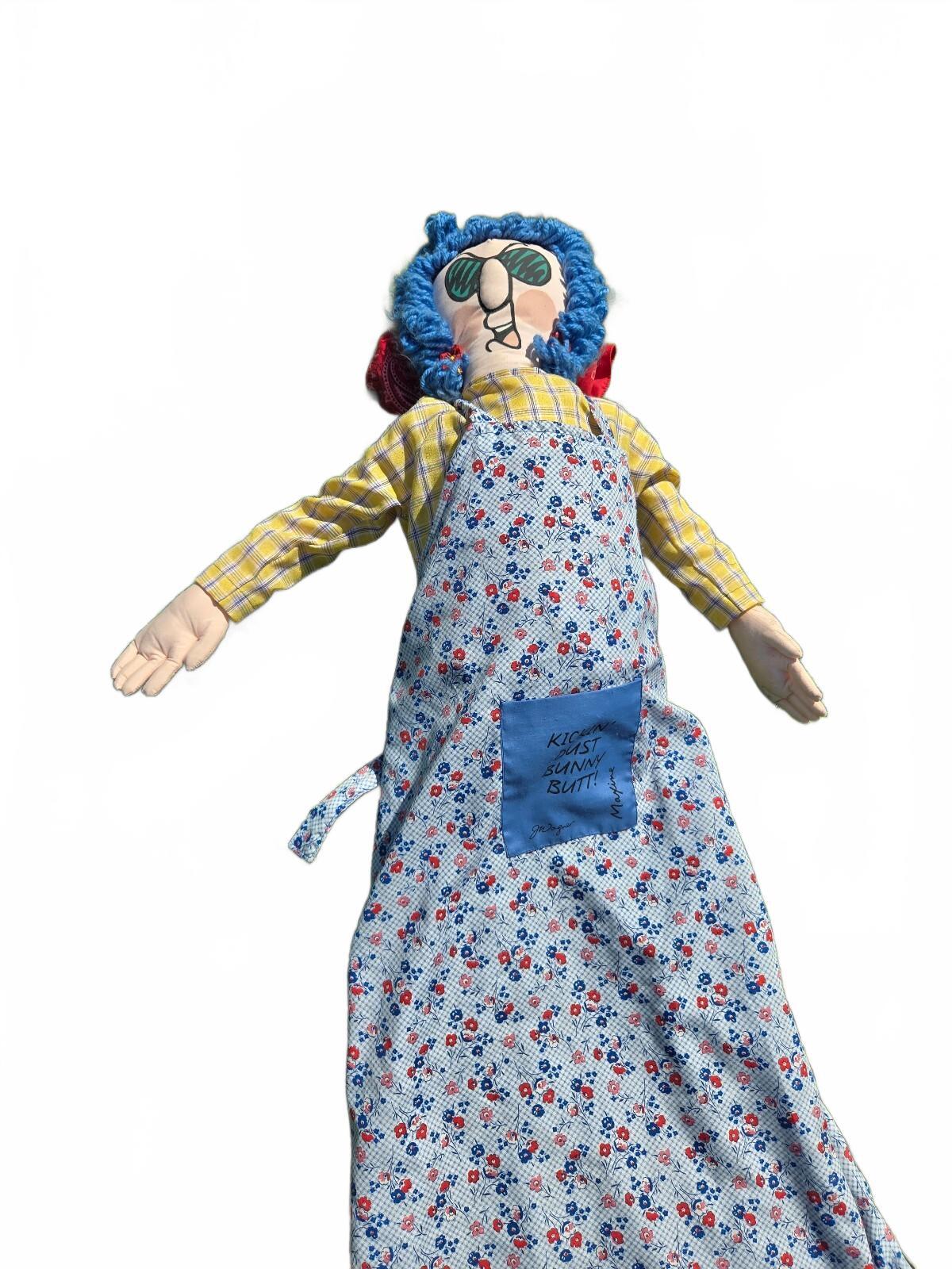 Vintage Handmade Kickin' Dust Bunny Butt Doll with Apron