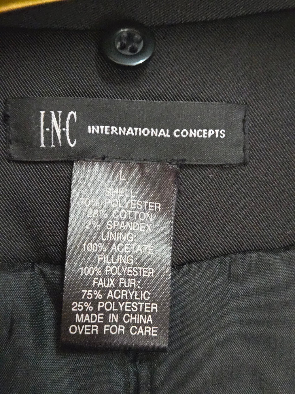 INC International Concepts Black Zip Front Belted Trench Coat Jacket Size L