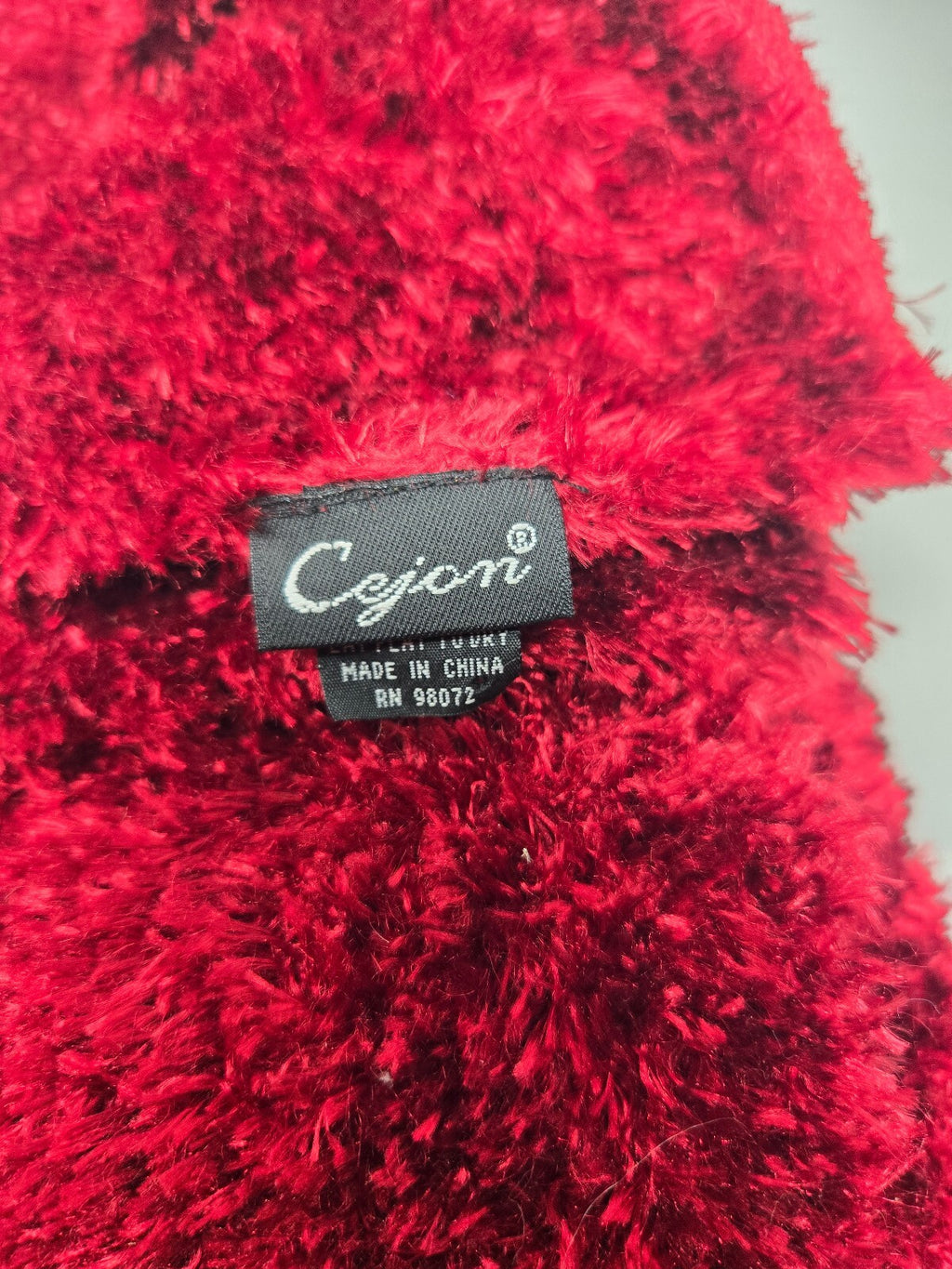 Cejon Burgundy Red Fuzzy Popcorn Eyelash Knit Winter Scarf Plush Polyester