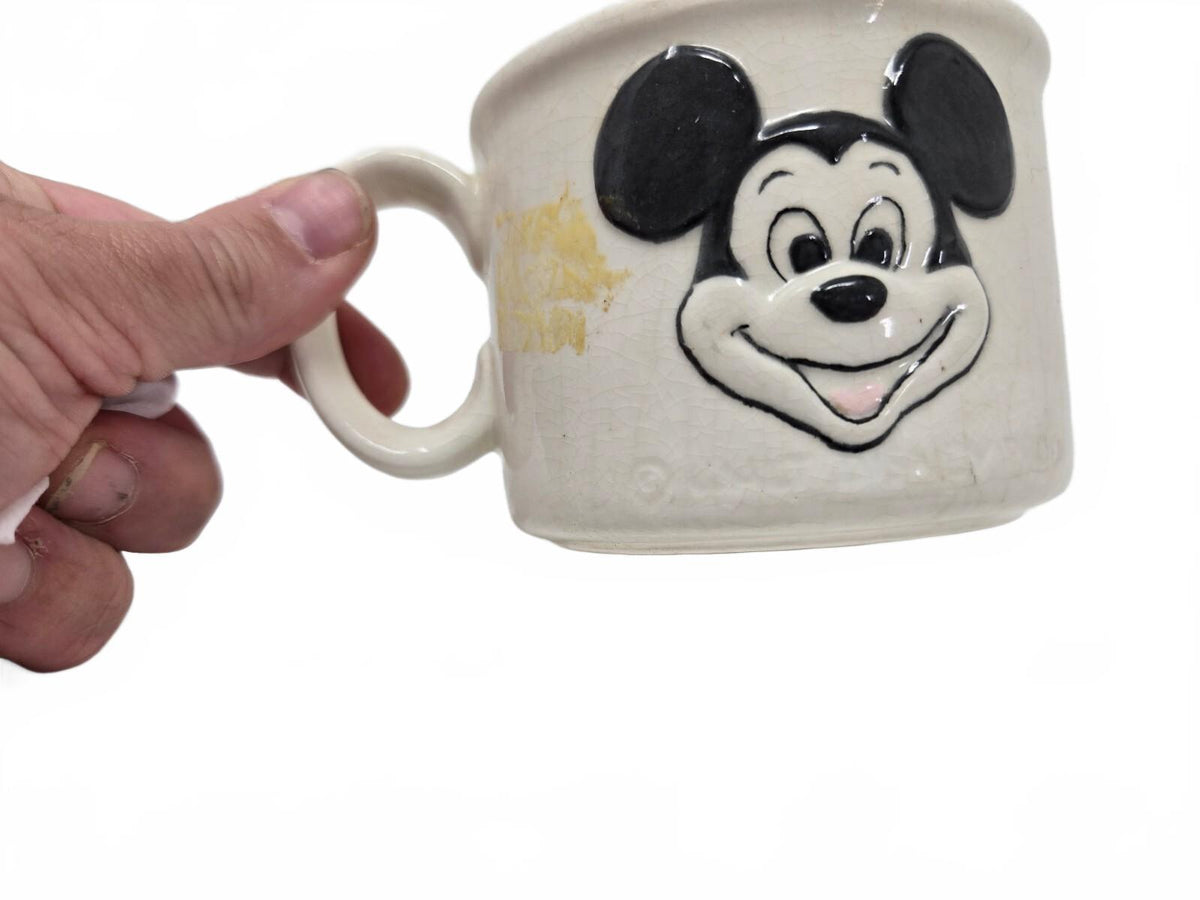 Vintage Walt Disney Production 3D Ceramic Mickey Mouse Mug 1970s