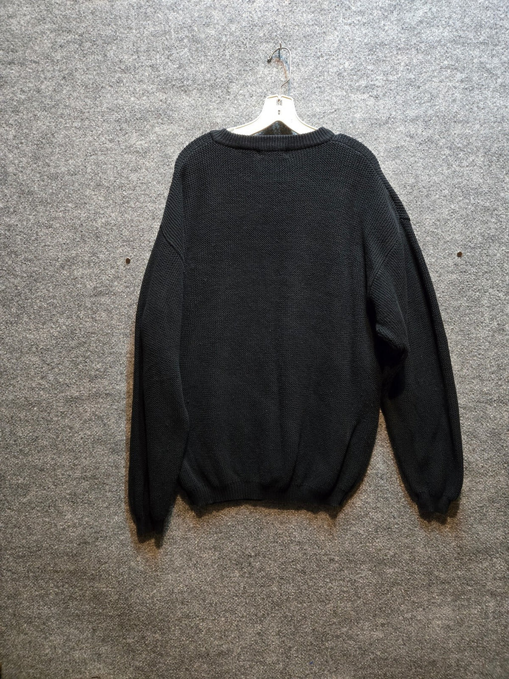 VTG IZOD Chunky Ribbed Fisherman Pullover Crew Neck Faded Black/Gray GUC Med