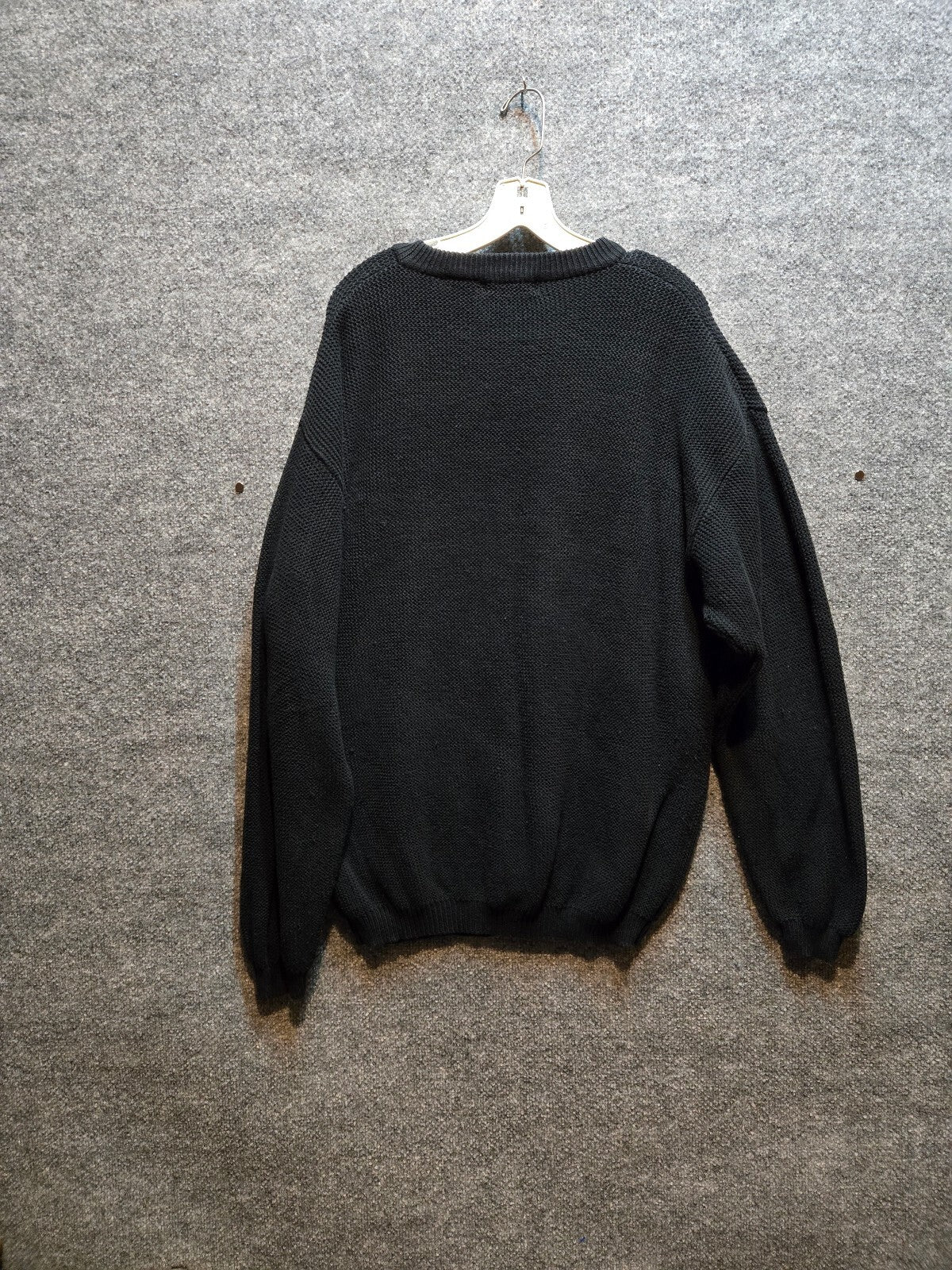 VTG IZOD Chunky Ribbed Fisherman Pullover Crew Neck Faded Black/Gray GUC Med