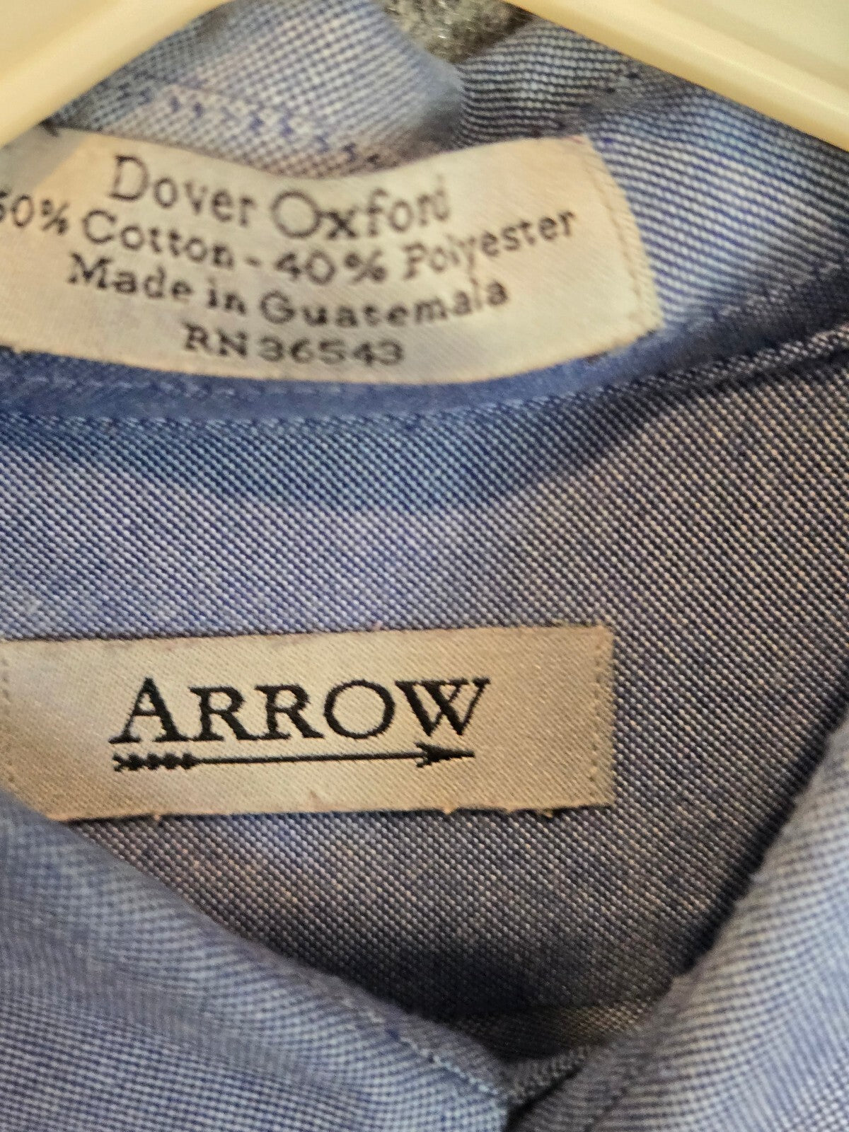 Arrow Dover Mens Long Sleeve Blue Oxford Cloth Button Down Shirt Lrg pots