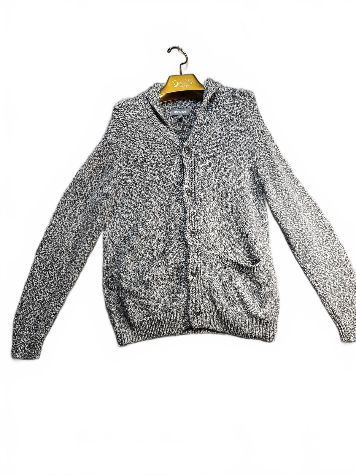 Bonobos Men's Slim Fit Gray Marled Shawl Collar Cardigan Sweater Size Medium