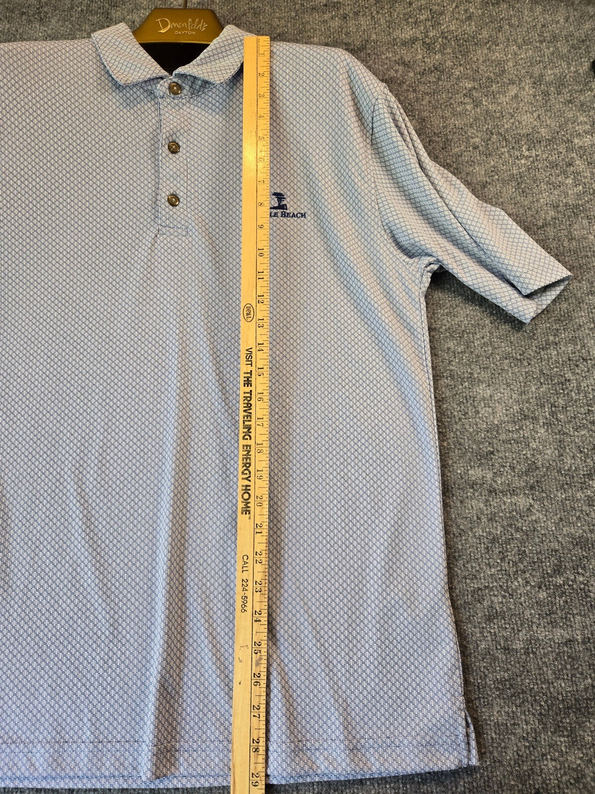 Pebble Beach Men’s Performance Golf Polo Shirt XL Gray Geometric Micro Print