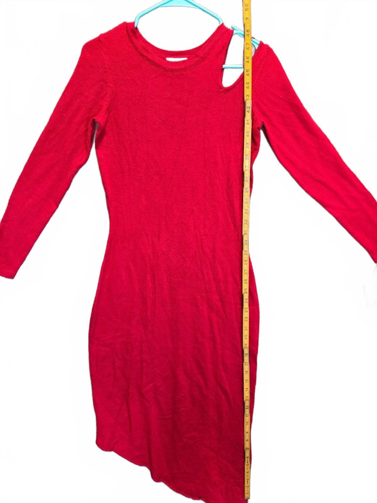 Just Taylor Women's Red Cold-Shoulder Cutout Asymmetrical Knit Midi Dres (XS)