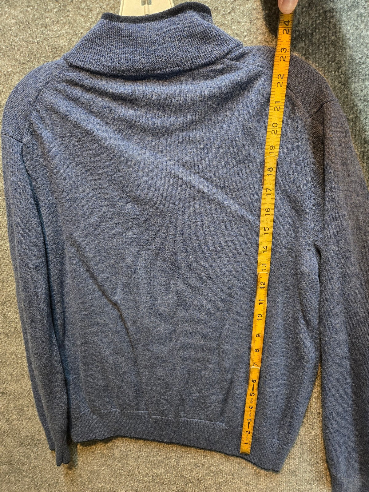 Kirkland Signature Men's Quarter Zip Mock Neck Pullover Sweater Heather Blue  MD