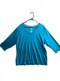 St. John's Bay Women's 2X Essential Tee Blue Cotton V-Neck Shirt