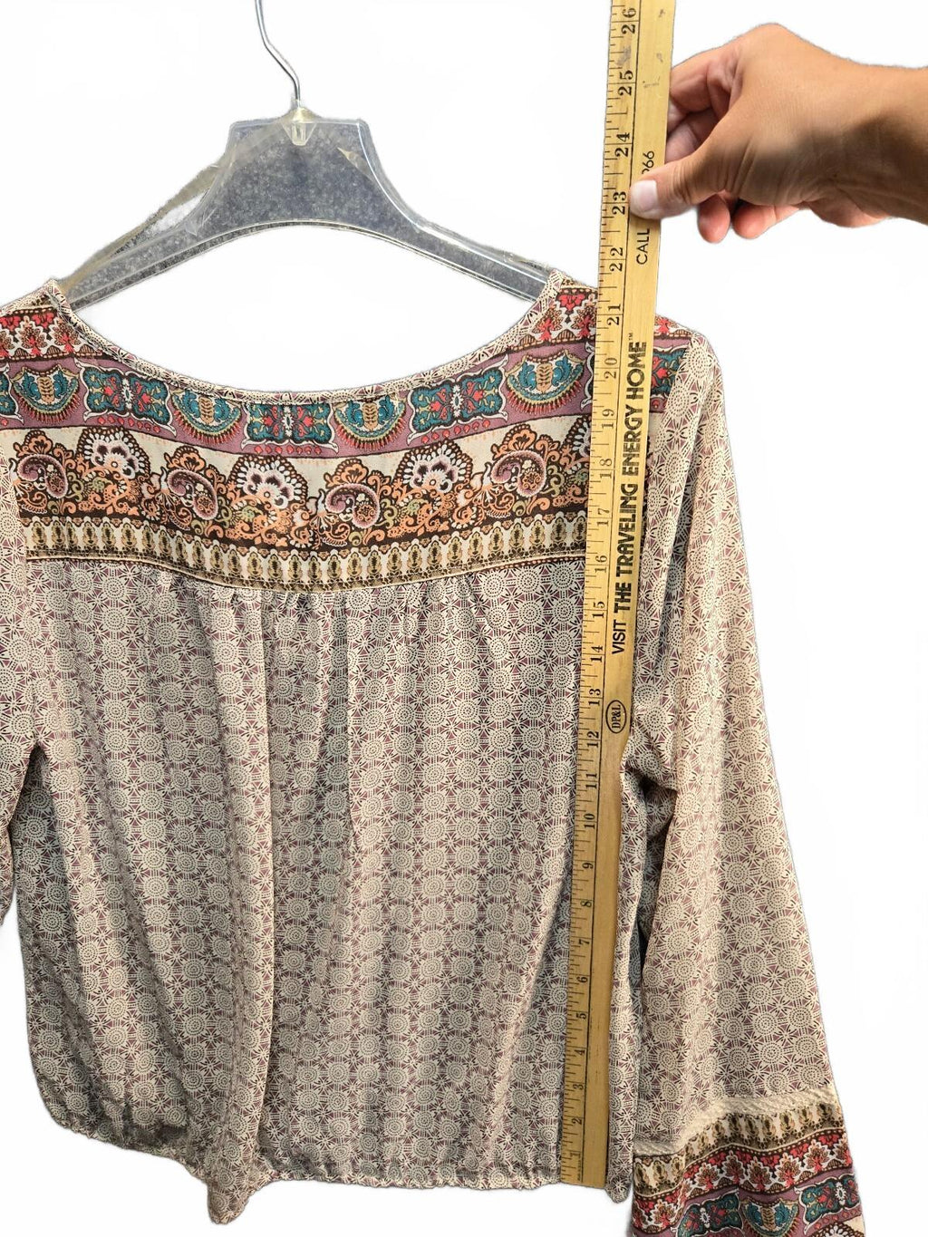 American Rag Cie Women's Boho Paisley Print Blouse Top Size Medium M Long Sleeve