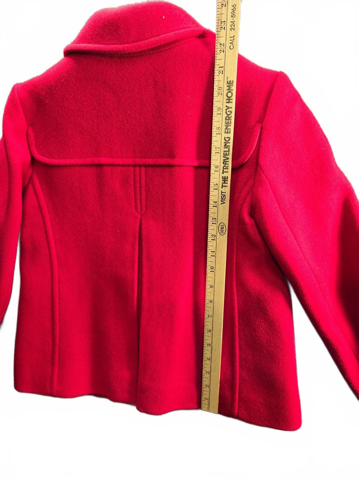 Talbots Petites Red Italian Wool Blend Cropped Jacket Coat Pockets Size 2P Lined