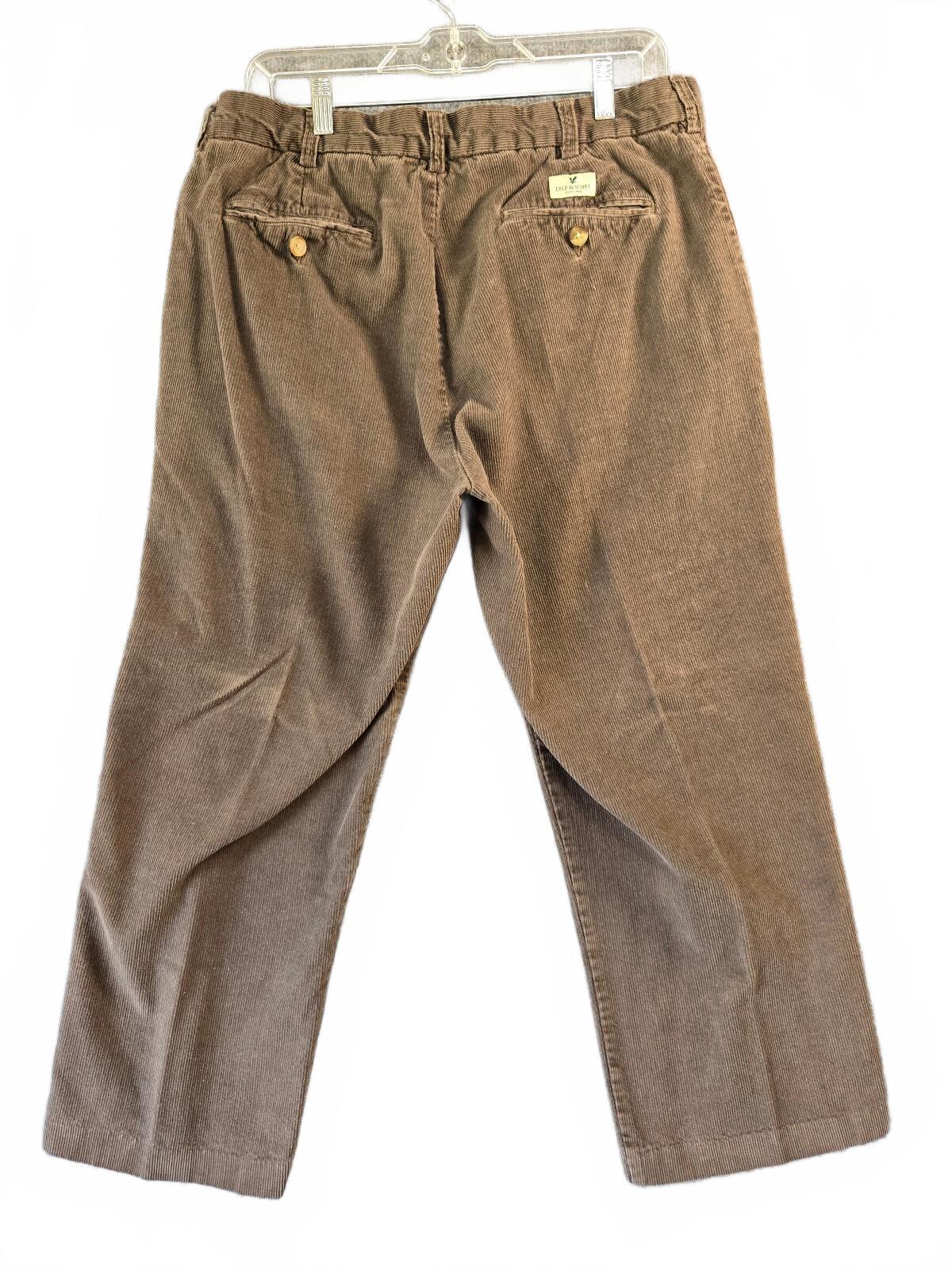 Lyle & Scott Men's Corduroy Pants Size 34x30 Brown Cotton Rayon Blend Trousers