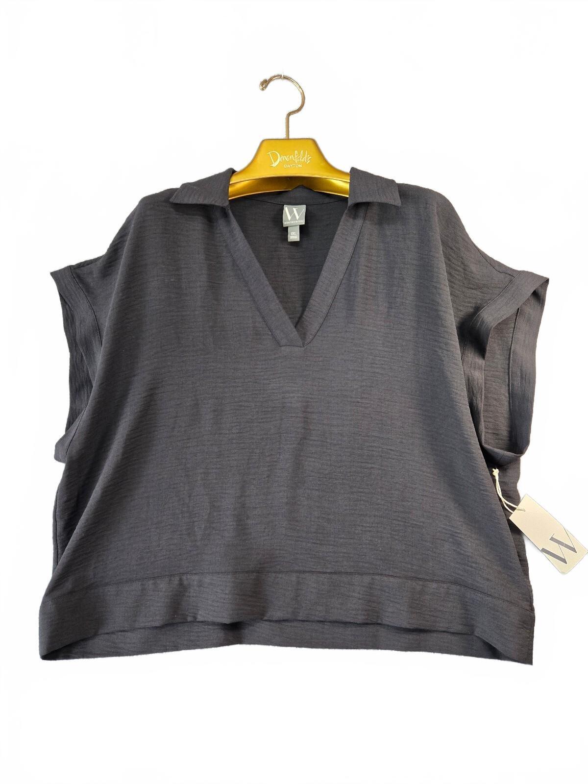 Worthington Women's Black V-Neck Short Sleeve Top XXL