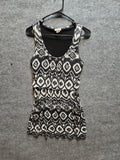 Pretty Good Black White Ikat Geometric Print Sleeveless Tank Dress Size M