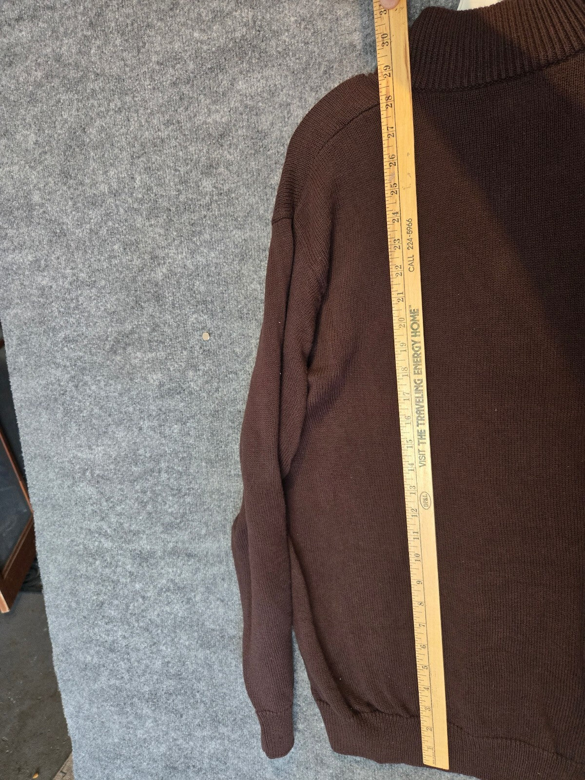 Haggar Mens Medium Brown Mock Neck Button Pullover Knit Sweater Regular Fit