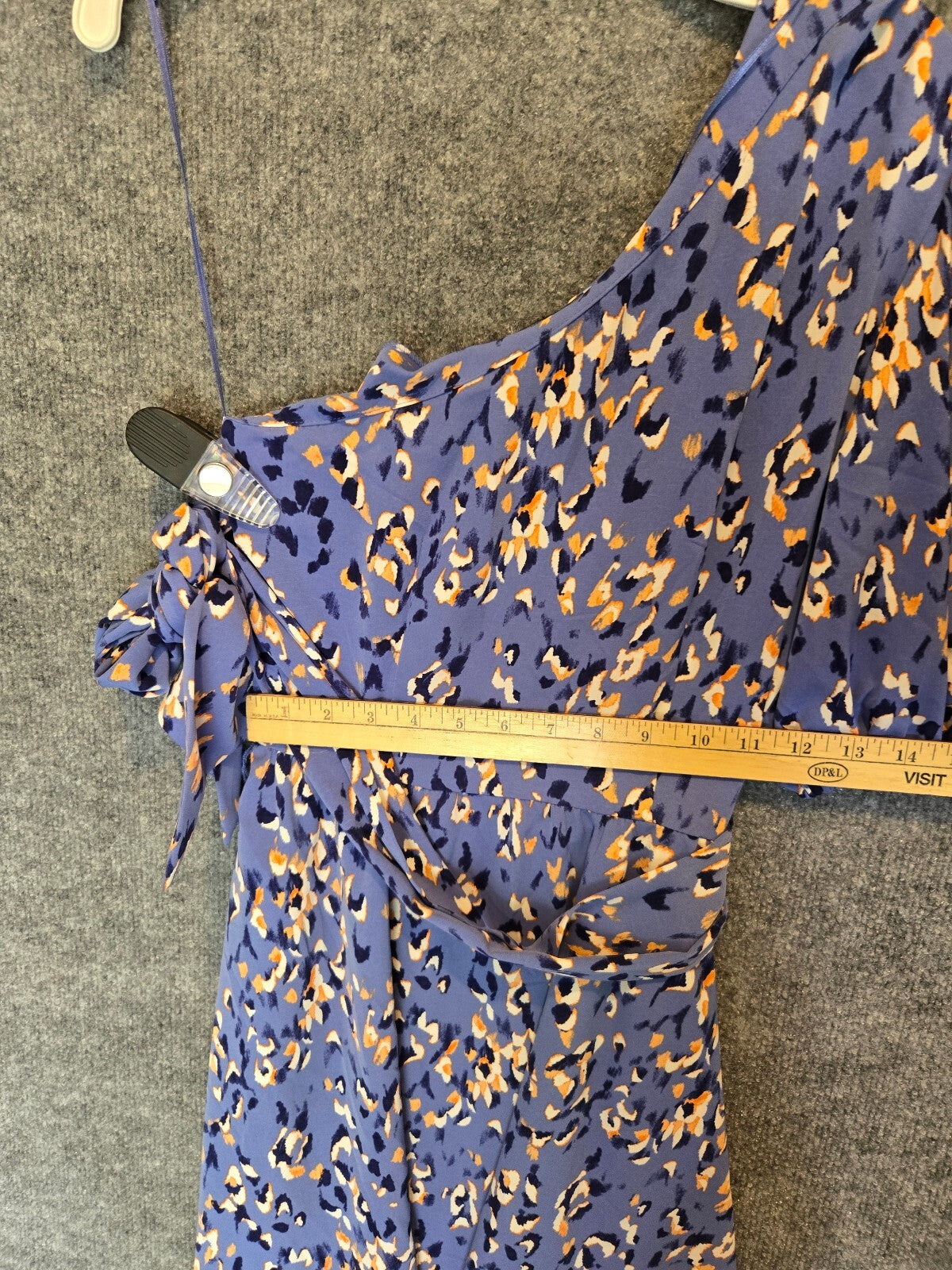 Nine West One-Shoulder Fit & Flare Dress Blue Animal Print size small